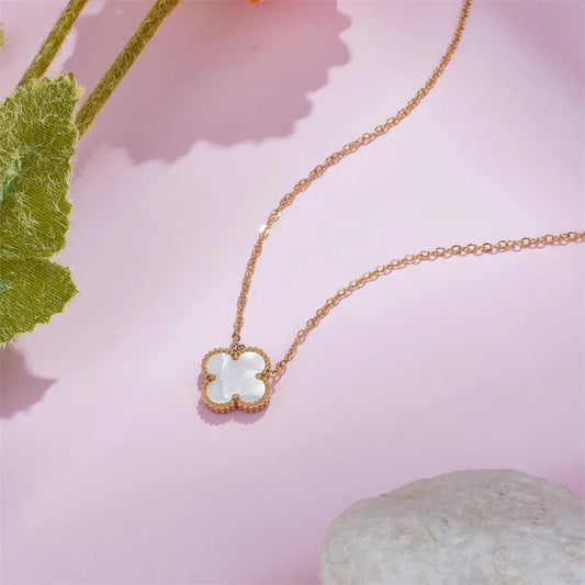 White Clover Gold Necklace