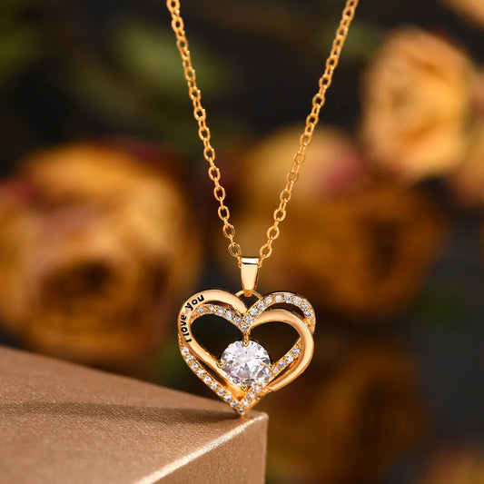 “I Love You” Heart Gold Necklace
