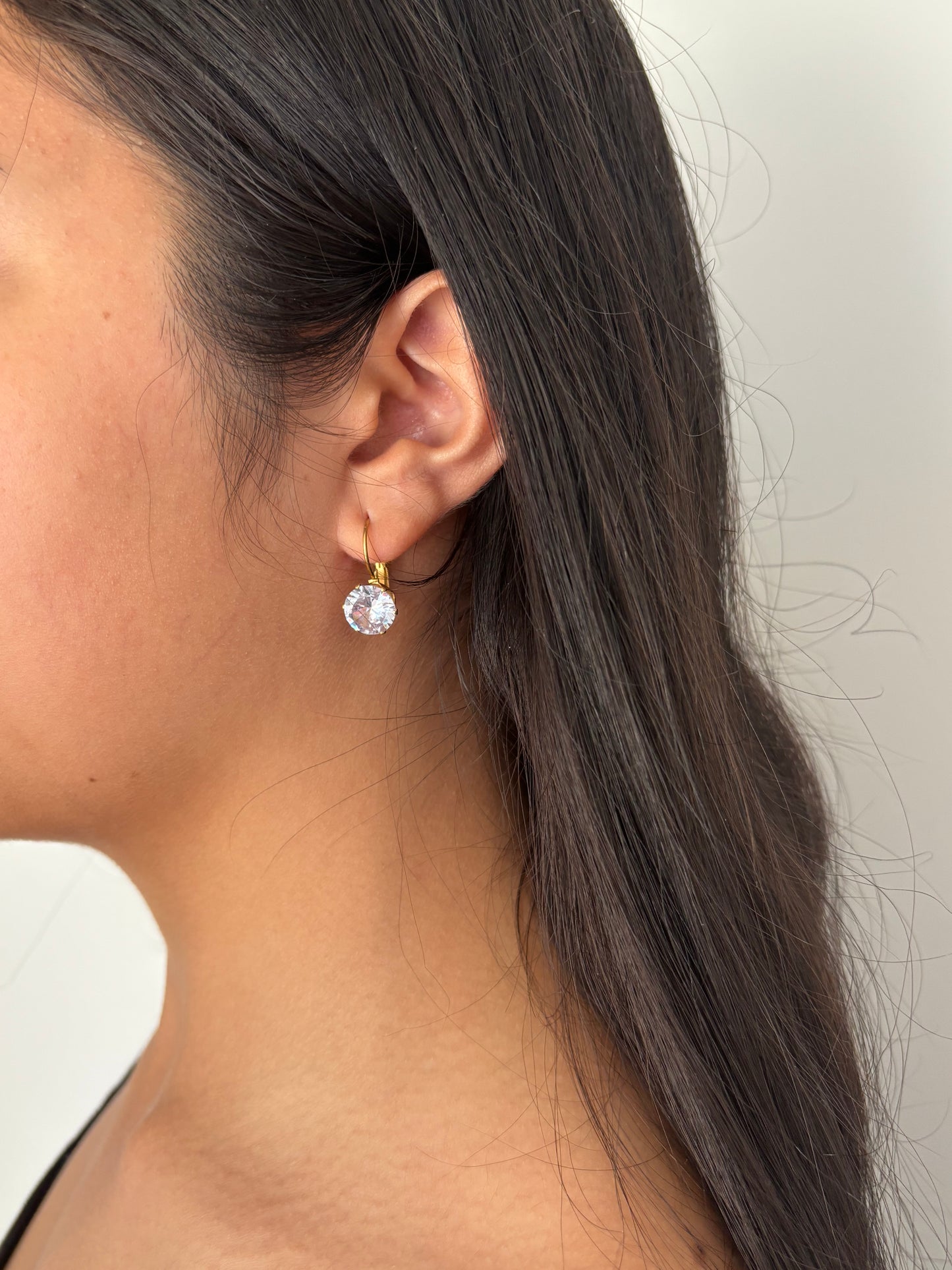 Diamanté Drop Gold Hoops