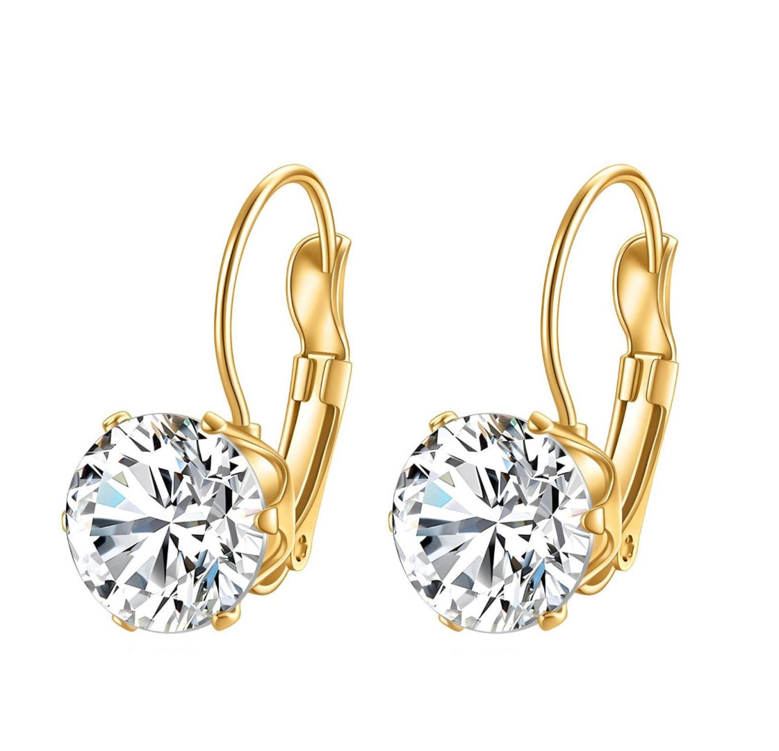 Diamanté Drop Gold Hoops