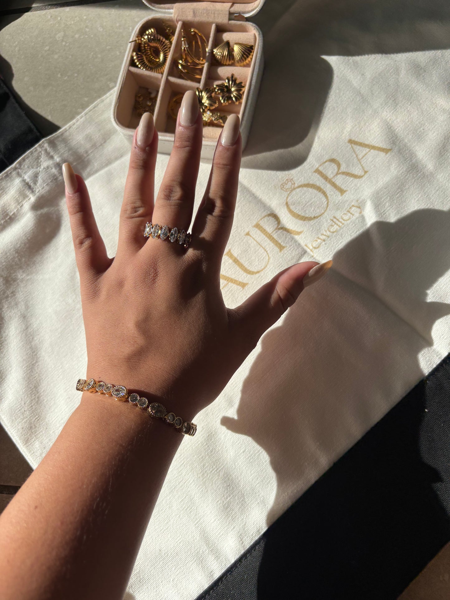 Diamanté Marquise Gold Ring