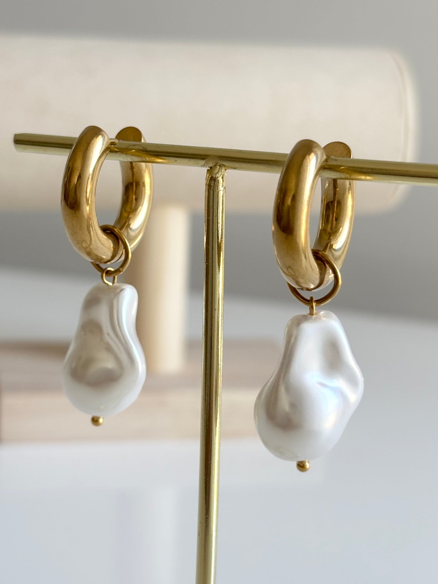 Baroque Gold Pearl Earrings
