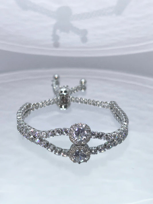 Diamanté Tennis Bracelet Silver
