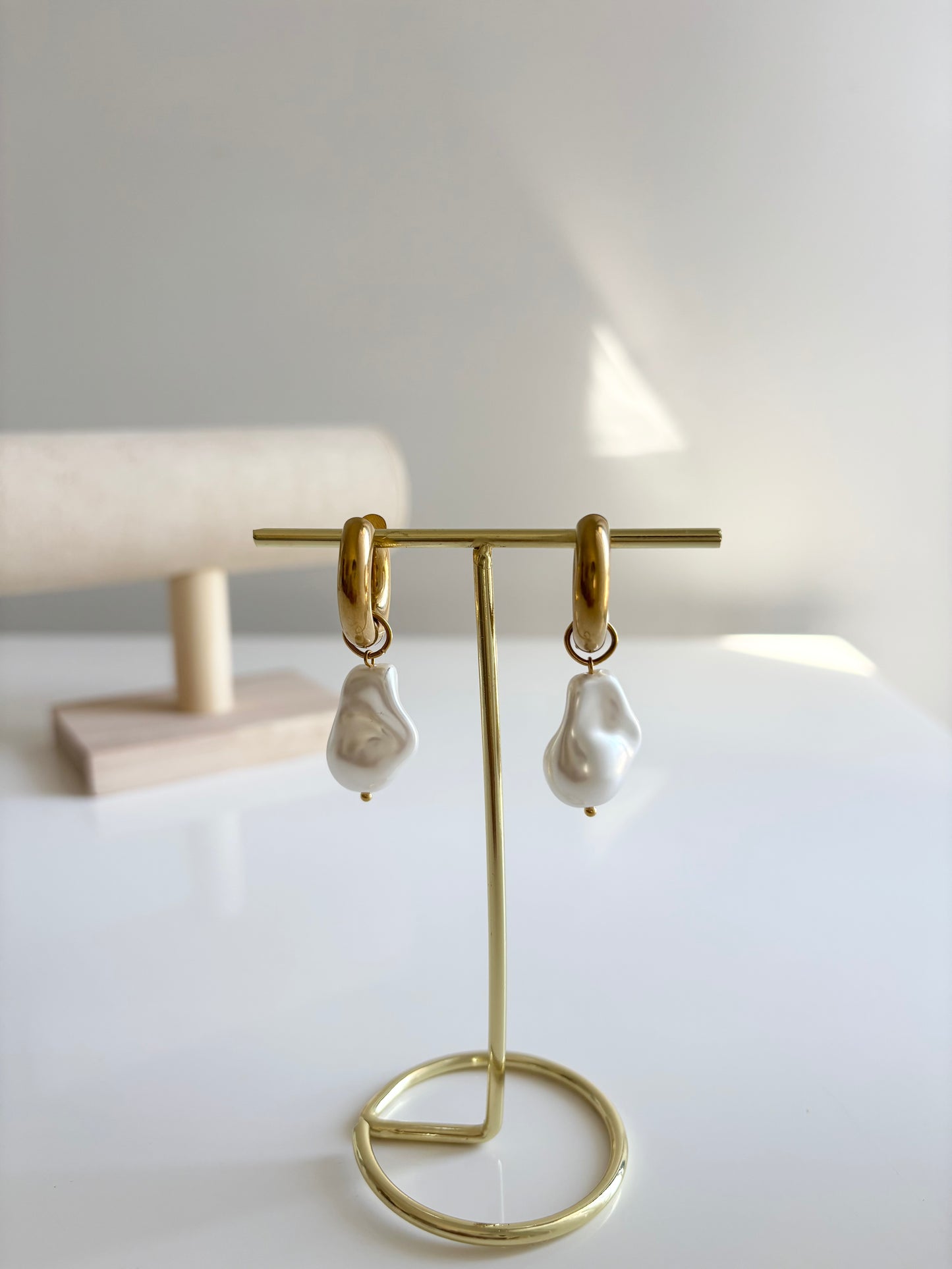 Baroque Gold Pearl Earrings