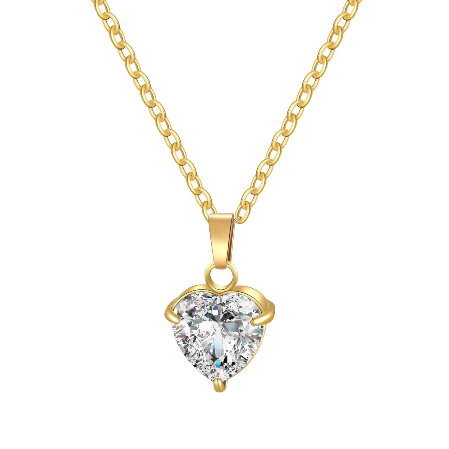 Gold Heart Diamanté Necklace