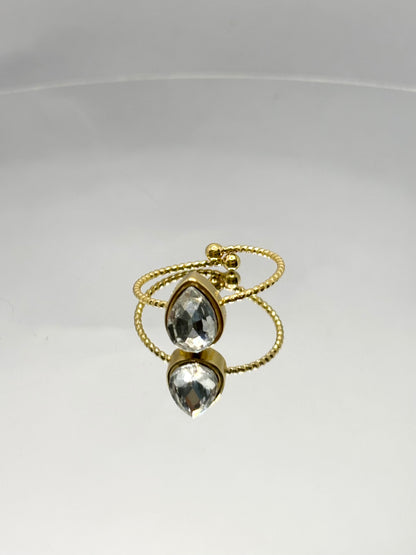 Pear Diamanté Gold Ring