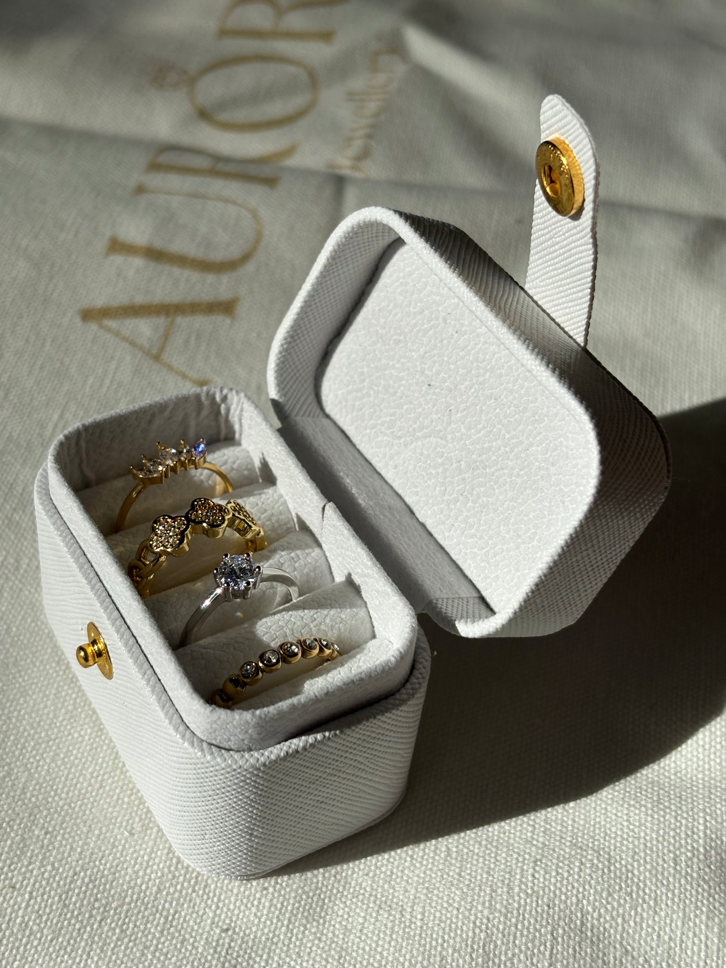Gold Circles Diamanté Ring
