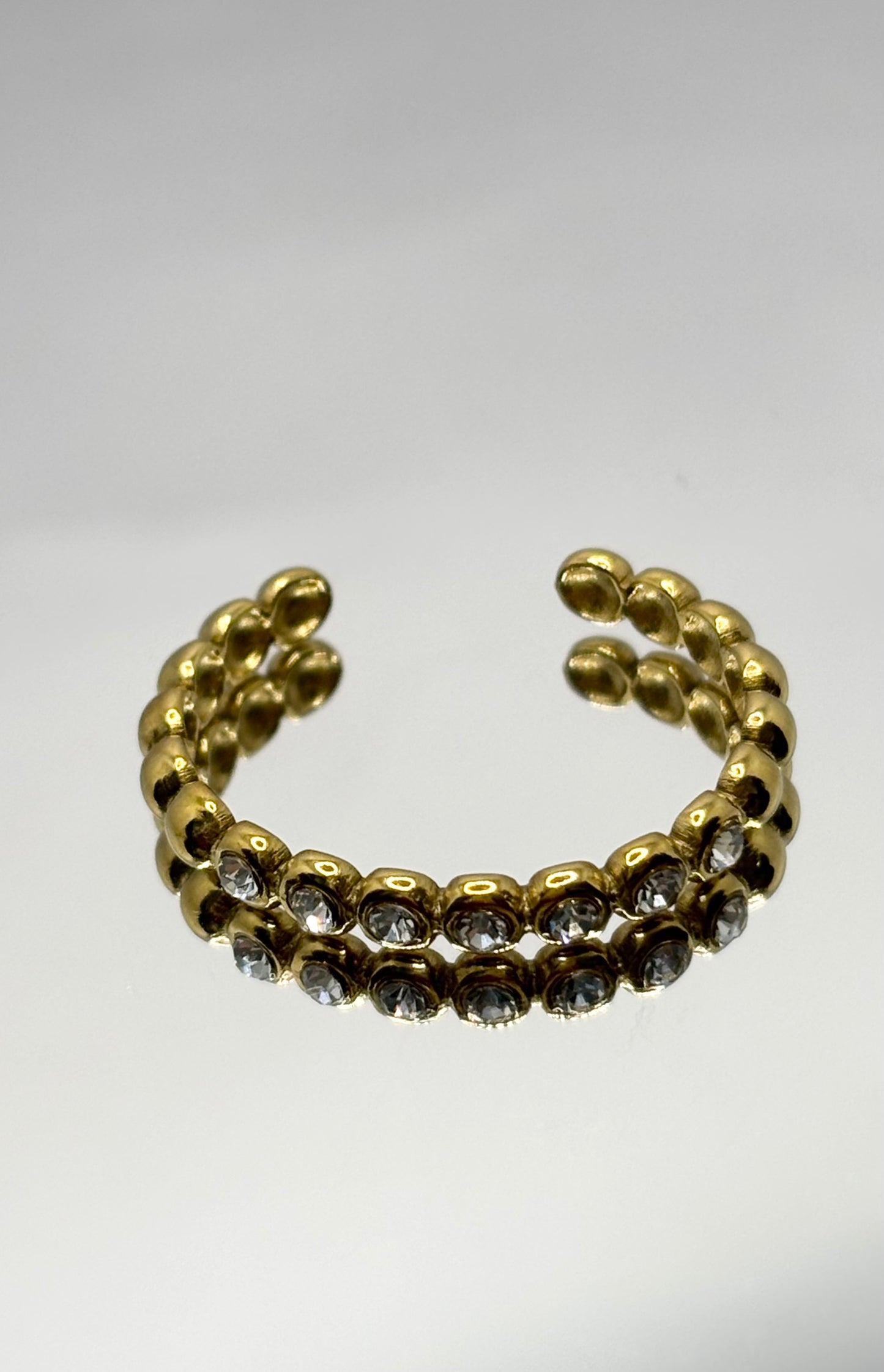 Gold Circles Diamanté Ring