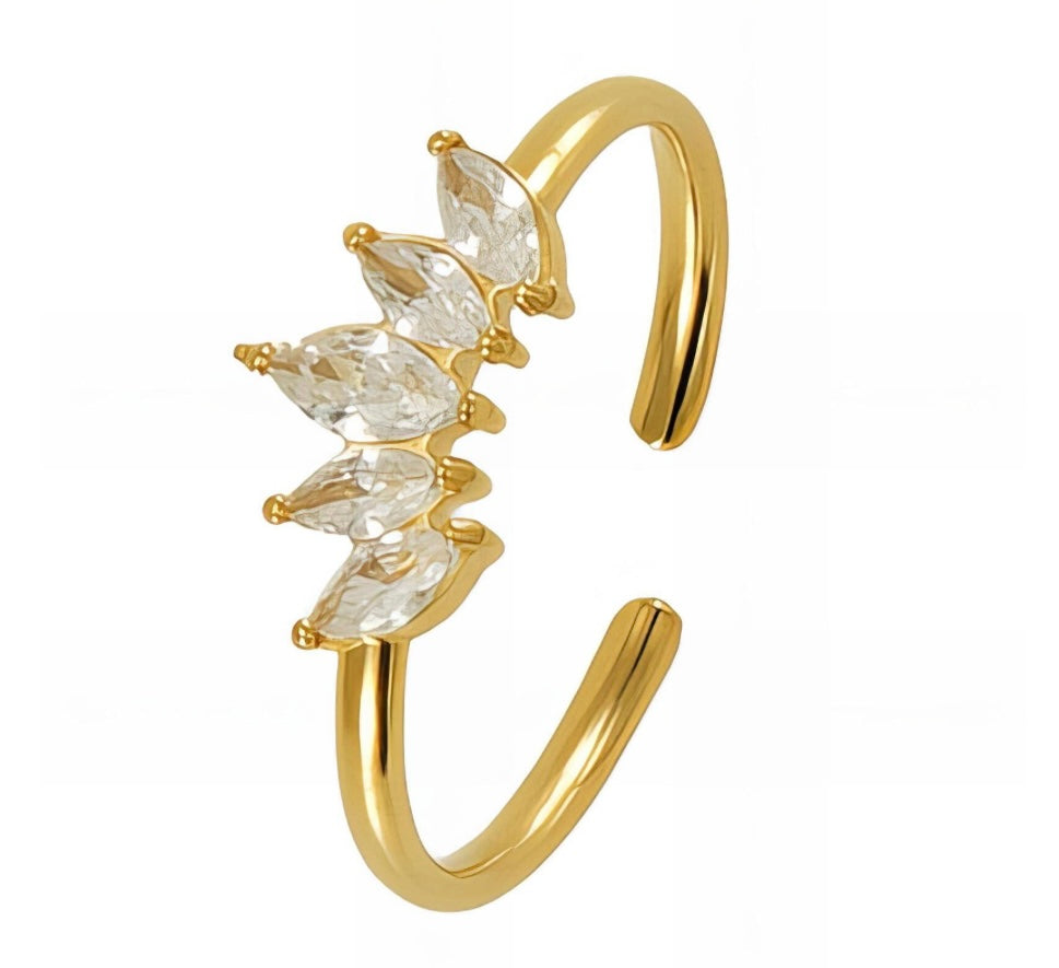 Diamanté Crown Gold Ring