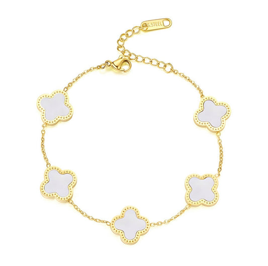White Gold Clover Bracelet