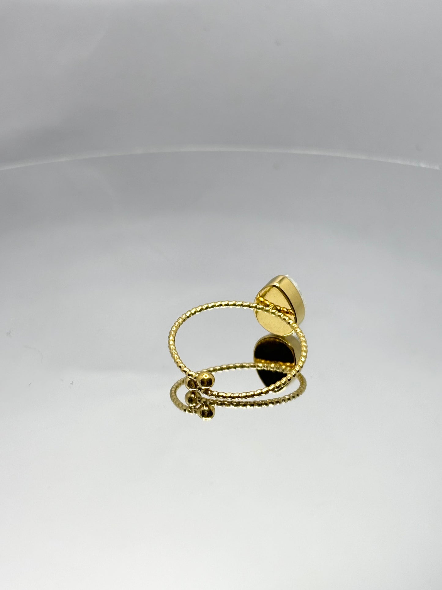 Pear Diamanté Gold Ring