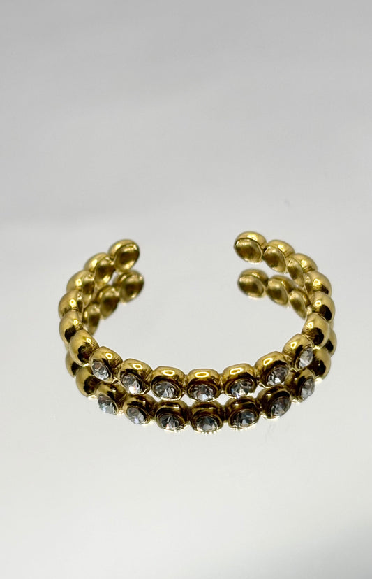 Gold Circles Diamanté Ring