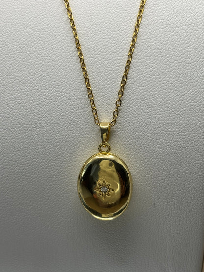 Oval Gold Locket Necklace