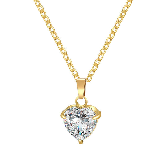 Gold Heart Diamanté Necklace
