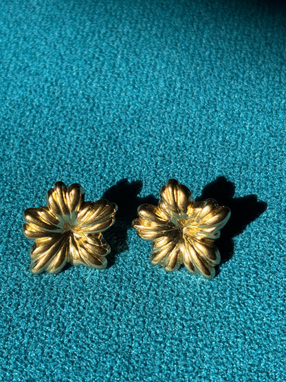 Gold Hibiscus Earrings