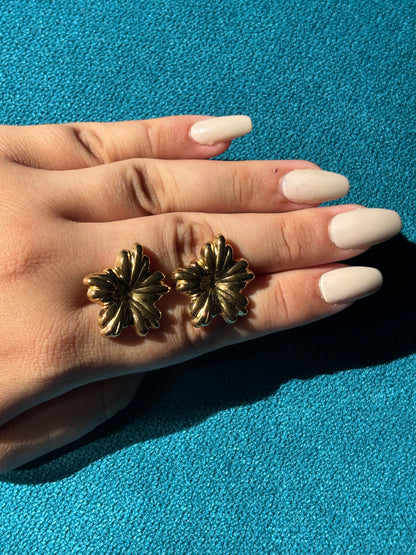 Gold Hibiscus Earrings