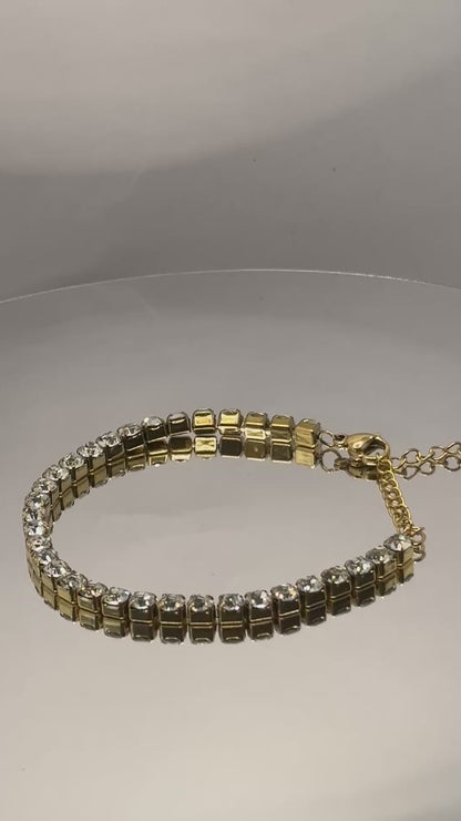 Gold Diamanté Tennis Bracelet