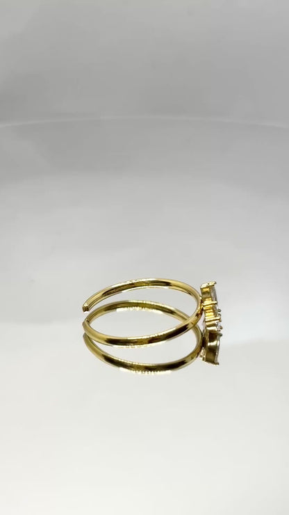 Diamanté Crown Gold Ring