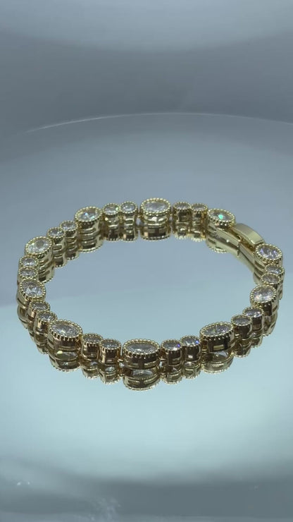 Diamanté Gold Ovals Bracelet