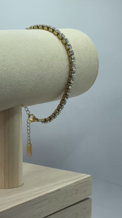 Gold Diamanté Tennis Bracelet