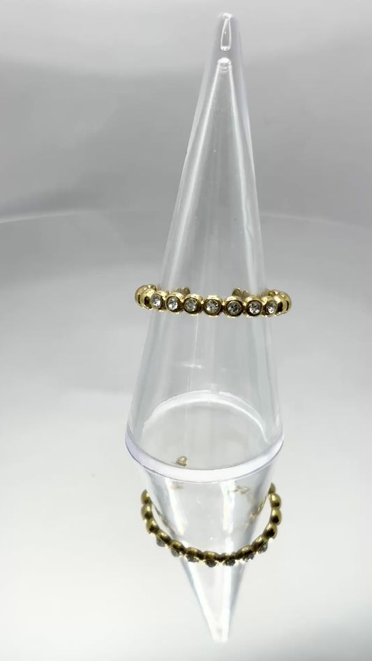 Gold Circles Diamanté Ring